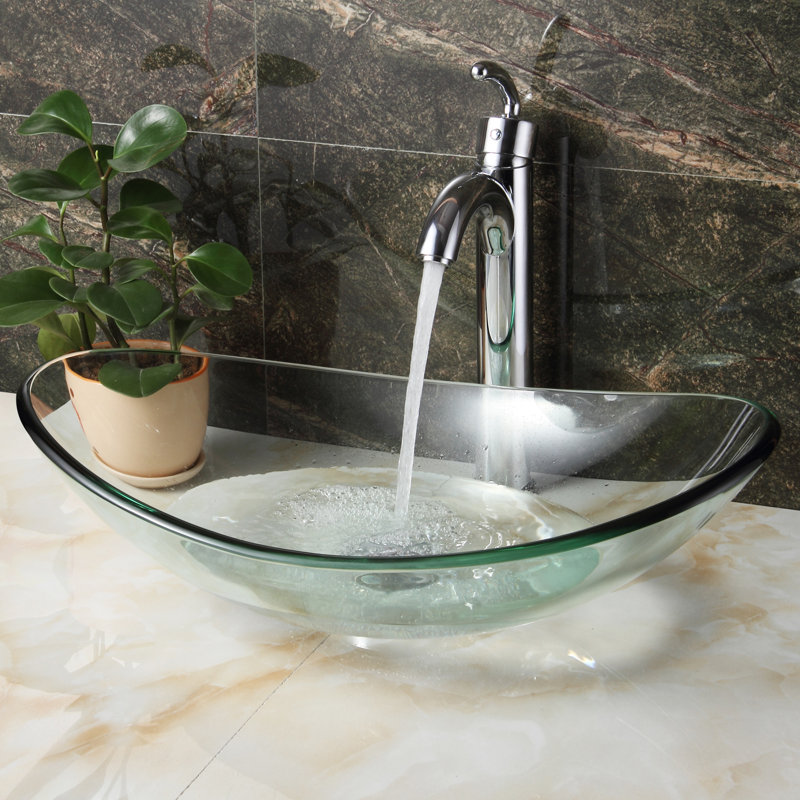 Elite Tempered Glass Oval Vessel Bathroom Sink & Reviews Wayfair